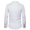 Män broderi designerskjorta tryckt lyxig långärmad avslappnad vit / svart / marinblå formell klänningskjorta för klubbcocktailbröllopsfest