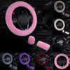 Universal Steering Wheel Plush Car Steering Wheel Covers Winter Faux Fur Hand Brake Gear Cover 3 pcsset Car Accessories J220808