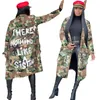 Trenchcoats för kvinnor Tsuretobe Plus Size Camouflage Coat Kvinnor Höst Casual Brevtrycksfickor Långärmad överrock Kvinnlig ytterkläder