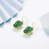 14K Or Vert Émeraude Boucles D'oreilles Argent 925 Longues Boucles D'oreilles Pour Les Femmes Fête Saint Valentin Fine Bijoux De Mariage Invité Gifts2670