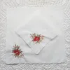 Set mit 12 Taschentüchern aus weißem Baumwollstoff, Hochzeits-Taschentüchern, gewellten Kanten, Taschentüchern, bestickt mit Blumenmuster, 30 x 30 cm