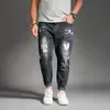 Mäns jeans rippade för män blå svart denim herr jean homme harem hip hop plus size byxor 44 46 48 uomo mode jogger pa2023