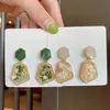 S925 silver Morandi French light luxury natural stone earrings palace retro emerald earrings earrings jewelry