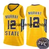 JA Morant＃12 Murray State College Real JerseyメンズイエローホワイトダークブルーJA Morant Basketball Jerseys Embroidery S 2019-2020
