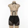BOOFEENAA RHINE MESH SEXY 2-delige set Women Summer Club Outfits Rave Festival Short Matching Sets Black White C83-AC39 T2007027252873