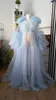 Light Blue Tulle Maternity Dresses Tiered Ruffles Evening Gowns for Photoshoot Boudoir Lingerie Bathrobe Nightwear Jackets Babydoll