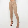 Damskie spodnie Capris Kobiety Casual Pas Zwilnięty Deerskin Spodnie Skinny Zipper Button Ołówek Wiosna Spadek Zima Moda Słodki Sexy