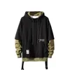 Wetailor hoodie sweatshirt herr hip hop pullover s streetwear casual mode kläder colorblock bomull 220215