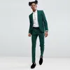 Green Verde Slim Fit Mens Prom Attiti Abito da due pezzi Shawl Rispasso Suit per uomo Tuxedos Blazer Giacca e Pantaloni1