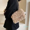 Sacs à bandoulière mode hiver dames serrure sacs à main de luxe femmes concepteur agneau cheveux rabat sac à bandoulière chaîne messager