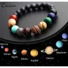 Galaxy åtta planeter pärlstav armband män natursten universum solsystem yoga chakra armband för män kvinnor smycken 2019 r7sdq