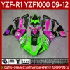 Kit de carrosserie pour Yamaha YZF-R1 YZF R1 1000 CC YZF-1000 09-12 Body 92NO.133 Green Shark YZF1000 YZF R 1 2009 2011 2012 2012 2012 1000CC YZFR1 09 10 11 12 Catériel de la moto
