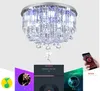 Ny Crystal Light LED -sovrum L￤tt ljuskronor Voice Control Bluetooth Music Fj￤rrv￤gg