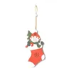 Ornement d'arbre de Noël Bonhomme de neige Père Noël Cerf Pendentifs en bois Bois Creative Arbres de Noël Pendentif Décorations sculptées BH4239 TYJ