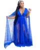 Niebieskie proste eleganckie sukienki na studniówkę V Tiul Cape Długie A-line kobiety Formalne imprezowe suknie wieczorowe