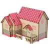 8pcs Kids DIY Assembly Wooden 3D House Model Jigsaw Guzzle Wholesale Learning Education Gifts Toy Toy