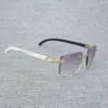20% off for 2023 luxury designer sunglasses Natural Wood Men Black White Buffalo Horn Oversize Vintage Rimless Square Eyeglasses Oculos Gafas Accessories