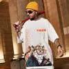 T-shirts pour hommes mode imprimé Animal Hip Hop rue T-shirt ample et gros hommes T-shirt opéra de pékin élément motif conception hauts
