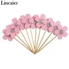 Lincaier 10 pcs cor-de-rosa flores de cerejeira cupcake toppers menina decorações festa de aniversário crianças sakura bolo suprimentos acessórios flor y200618