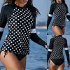 Sarongs Dot Print Protection solaire pour femmes UV Surf Tops Chemise de bain à manches longues Eachwear Monokini Maillot de bain Courir Chemise de vélo1