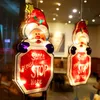 Winkel StoreFront Dress Up Holiday Window Decor Led Decoratie Kerstmosfeer Small Hangdoek Scene Layout SucTion Cup LED 201204