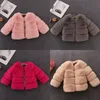 Höst vinterflickor Faux Fur Coat Solid Kids Jackor Coats Varma Barn Furrock för Baby Girls Jacket OuterWear Parkas 201106