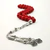 Kvinnor Tasbih Muslim Lady Rosary Red Prayer Beads 33 66 99 Pärlor Red Stone Madam Ladies Jewelry Y200730