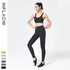 Beauty back nude yoga outfits two piece suit sports bra leggings gym set female high waist running tight elastic fitness exercise clothes