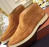 Famous Soft Velvet Leather Mens Luxury Walk loro Boots High Top Designer Lp Women Flats Sneakers Mocassin Plus Size 45 46 47