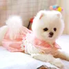 Klänning ihålig rosa rutig vår sommar husdjur kläder kläder för liten fest hund kjol valp husdjur dräkt 20103030