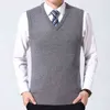 Yüksek kaliteli otum kış moda markası örgü kolsuz yelek kazak erkek gündelik kazak tasarımcısı yünlü adamlar 220108