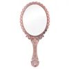 Hand-held Makeup Mirror Romantic vintage Lace Hand Hold Mirror Oval Round Cosmetic Mirrors Cosmetic Tool Dresser Gift ZYY355