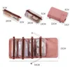 Nxy Cosmetic Bags 4pcs in 1 for Women Zipper Mesh Separable s Pouch Ladies Foldable Nylon Rope Makeup Kosmetyczka 220303