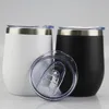 12oz Wine tumbler Stainless Steel Wine Glasses powder coated Egg Cups Colourful Stemless Wine Glasses with slide lid