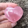 Natuurlijke rozenkwarts hartvormige roze kristal gesneden palm liefde genezende edelsteen liefhebber Gife steen kristal hart edelstenen zee verzending KKE4339