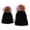 6 Colors INS Mother and Me Baby Kids Boys Girls Beanies Adults Winter Crochet Pom Poms Hats Children Newborn Caps for 0-3 Years