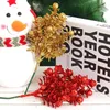 Decoraciones navideñas 10 piezas DIY elegantes esquejes lentejuelas artificiales oreja brillo Poinsettia adorno para el hogar festivales decoración de árboles suministros para fiestas