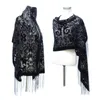 Scarves Arrival Burnout Velvet Winter Scarf Hijab Glitter Floral ShawlS For Wedding Black Head Ponchos Women5337825