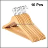 Hangers & Racks Clothing Housekee Organization Home Garden 10Pcs Solid Wood Hanger Non-Slip Clothes Shirts Sweaters Dress Drying Rack For 22