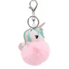 Licorne Ball Femmes Pompom Sac Clé Chaîne Pendentif Spell Couleur Pony Peluche Porte-clés Porte-clés Bague Accessoires pour clés