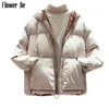 Winter Jacket Women Hooded Black Short Parkas Mujer Casual Cotton Overcoat Femme Loose Thick Warm Jackets Womens 201125