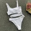 2020 neue Sexy Weiß 1pc Badeanzug Frauen Cut Out Bademode Push Up Monokini Badeanzüge Strand Tragen Schwimmen Anzug für Frauen T200708