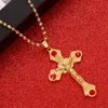 Stor storlek Cross Necklace Inri Crucifix Jesus Piece Pendant Men Kedjan Katolska Smycken Julklappar