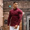 Mannen mode casual lange mouwen effen shirt super slim fit mannelijke sociale zakenjurk merk fitness sportkleding 220309