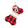 Nouvel An Noël Bas Buffalo Plaid Grand forme d'os pour chiens animaux Bas de Noël Décorations sac cadeau JK2011PH