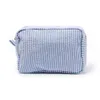 Bolsas de cosméticos rectangulares clásicas Seersucker, color azul marino, menta, rayas, estuche de maquillaje, sarapes de caramelo, bolsa de aseo, accesorios, regalo DOMIL106-059