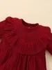 Geripptes Babykleid mit Rüschenbesatz und Volantärmeln SIE