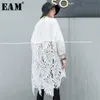 [EAM] 2020 nuova primavera autunno colletto alla coreana manica lunga indietro pizzo scava fuori impiombato camicia di grandi dimensioni camicetta donna moda marea LJ200815