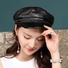 Berets T-Mac 2021 여성 진짜 가죽 모자 레이디 패션 브랜드 모자 가을 겨울 따뜻한 양모 캡 1