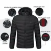 Mannen verwarmde jassen outdoor jas usb elektrische batterij lange mouwen verwarming hooded jassen warme winter thermische kleding 201026